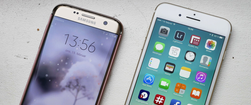 DUELLANTER: Apple og Samsung er fortsatt i teten i det globale smartmobilsalget, men Samsung leder stort med nesten dobbelt så mange solgte smartmobiler som Apple i andre kvartal. (Arkivfoto: Toralv Østvang) DUELLANTER: Apple og Samsung er fortsatt i teten i det globale smartmobilsalget, men Samsung leder stort med nesten dobbelt så mange solgte smartmobiler som Apple i andre kvartal. (Arkivfoto: Toralv Østvang)