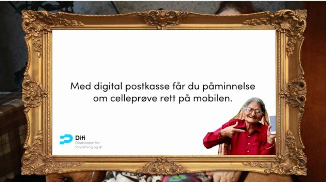 REKLAMEKAMPANJE: I høst har Difi en kampanje i sosiale medier. Målet er å nå flere unge kvinner via digital postkasse. (Skjermdump: Difi) REKLAMEKAMPANJE: I høst har Difi en kampanje i sosiale medier. Målet er å nå flere unge kvinner via digital postkasse. (Skjermdump: Difi)