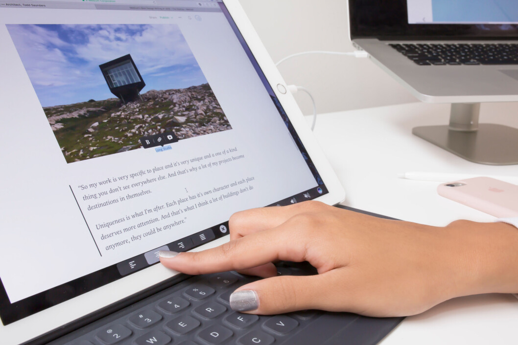 TOUCH: Mac-funksjonalitet på en iPad, norsk arkitekt på skjermen (Foto: Duet) TOUCH: Mac-funksjonalitet på en iPad, norsk arkitekt på skjermen (Foto: Duet)