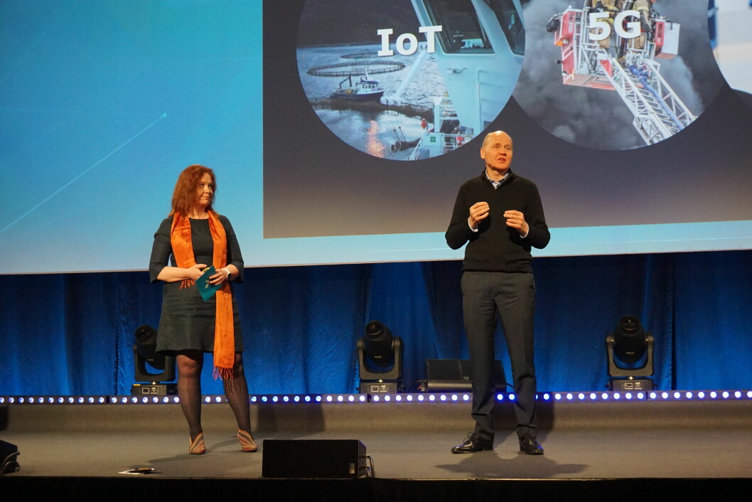 Konsernsjef Sigve Brekke i Telenor og teknologidirektør Ingeborg Øfsthus i Telenor Norge presenterte planene for 5G i Trondheim under Technoport 2019.