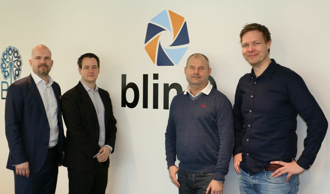 SOLGT BRA: Den merkantile avdelingen i Blinq har solgt bra i løpet av sitt første driftsår. Fra venstre Pål Gran, Vegard Viken, Aleksander Freberg og Tim Gabrielsen. (Foto: Blinq).