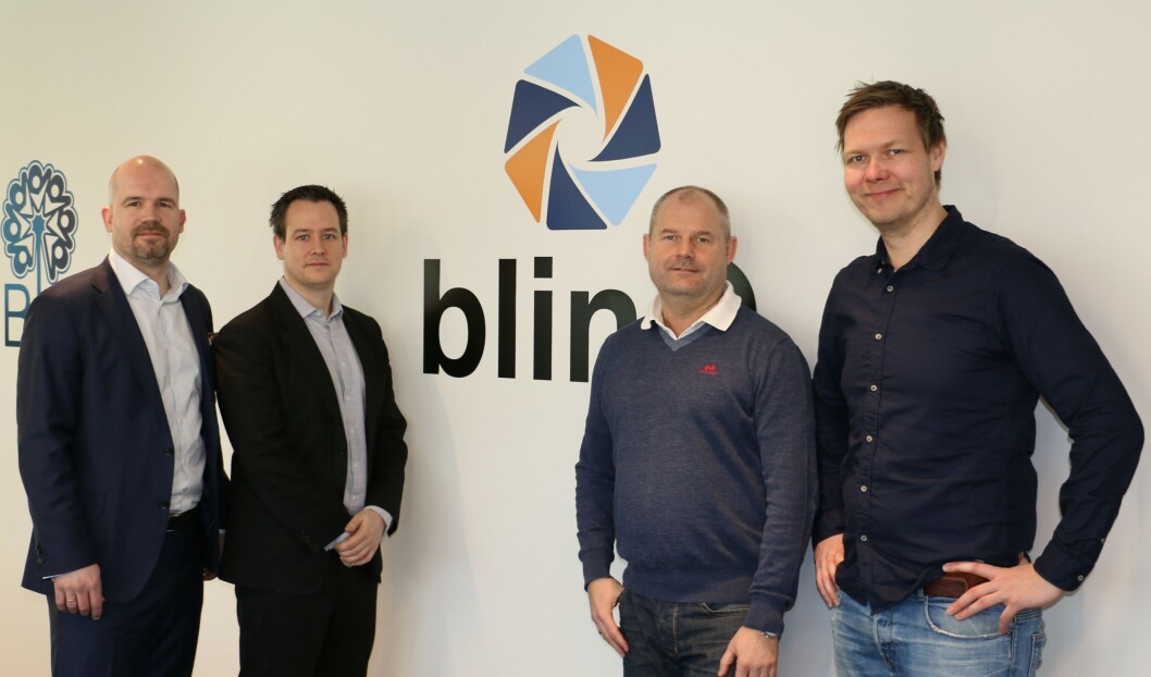 SOLGT BRA: Den merkantile avdelingen i Blinq har solgt bra i løpet av sitt første driftsår. Fra venstre Pål Gran, Vegard Viken, Aleksander Freberg og Tim Gabrielsen. (Foto: Blinq). SOLGT BRA: Den merkantile avdelingen i Blinq har solgt bra i løpet av sitt første driftsår. Fra venstre Pål Gran, Vegard Viken, Aleksander Freberg og Tim Gabrielsen. (Foto: Blinq).