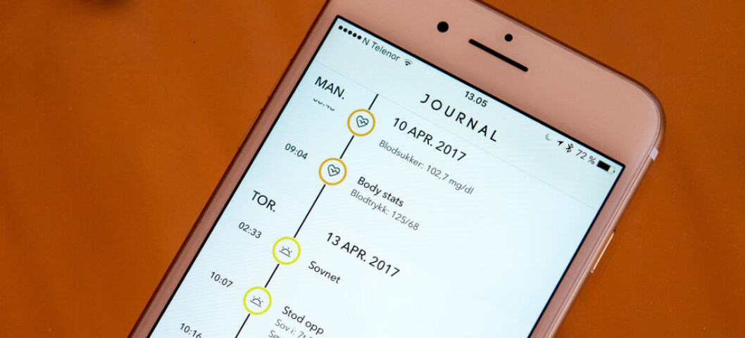 APPEN: Sybod-appen brukes til å logge helserelatert informasjon, der en del av dataene hentes fra andre apper. (Foto: Toralv Østvang) APPEN: Sybod-appen brukes til å logge helserelatert informasjon, der en del av dataene hentes fra andre apper. (Foto: Toralv Østvang)