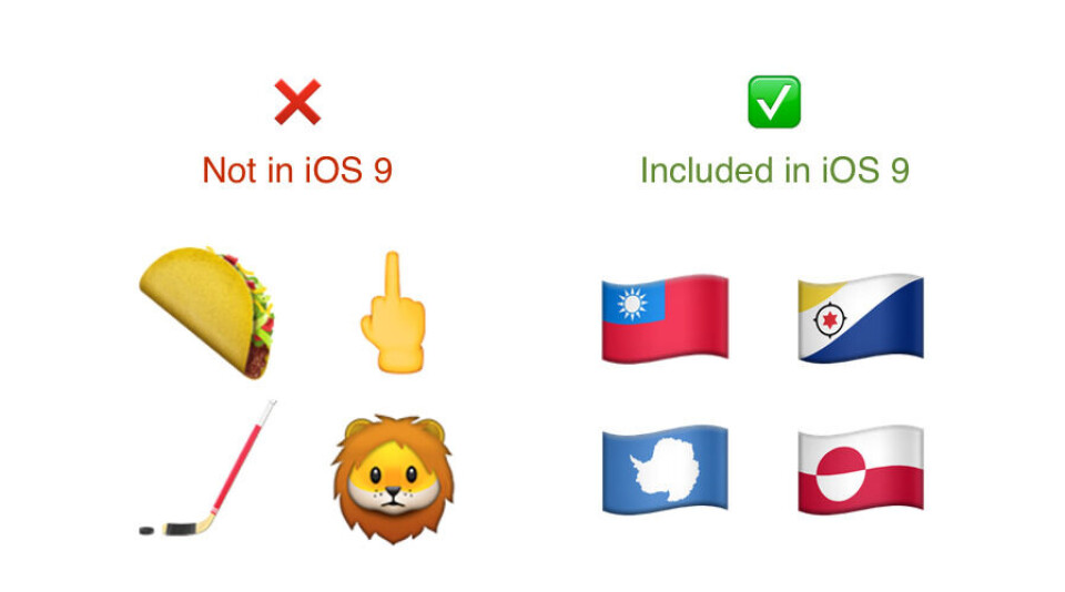 IOS 9: Ikke alle ble med (Foto: Emojipedia). IOS 9: Ikke alle ble med (Foto: Emojipedia).