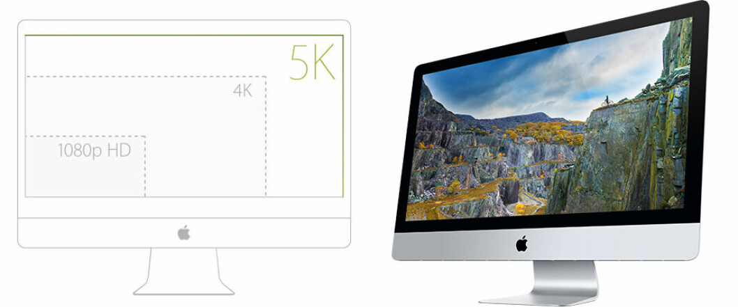 5K: Flatskjerm-TVen med 1080 FullHD blir et frimerke i nedre venstre hjørne på en 5K-skjerm.