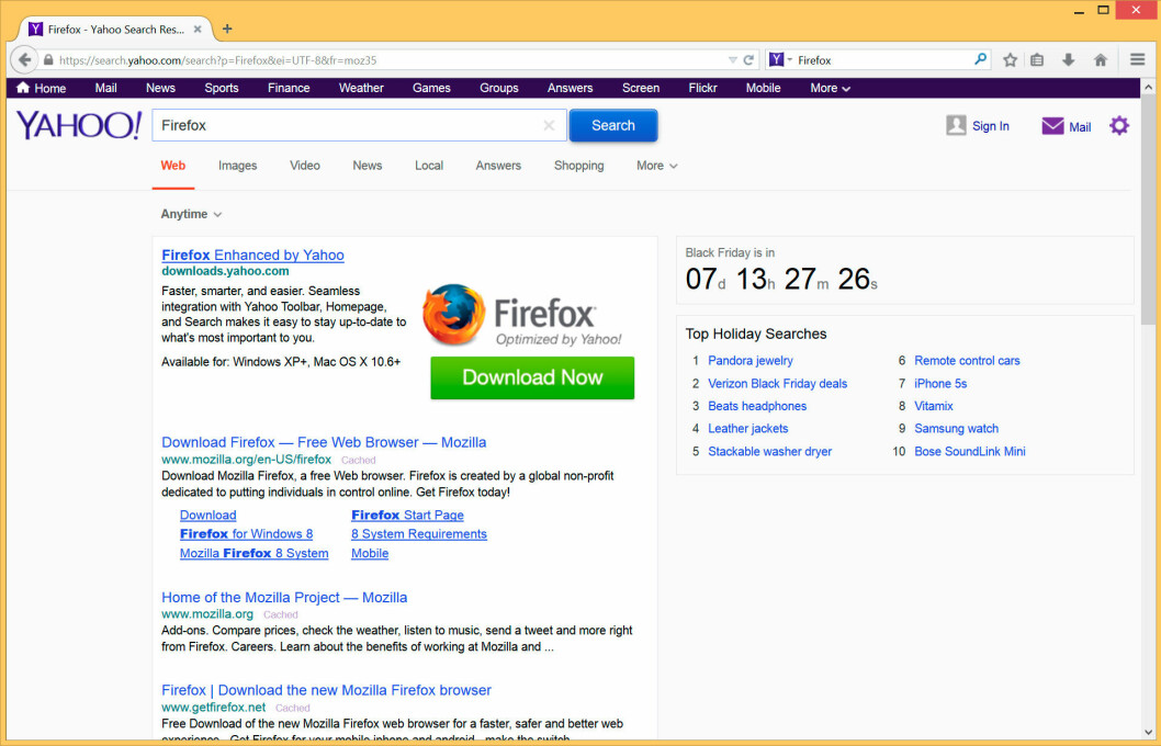SØKEMOTOR: Yahoo blir standard søkemotor i Firefox etter nyttår.