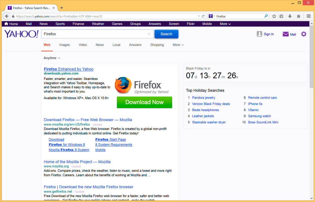 SØKEMOTOR: Yahoo blir standard søkemotor i Firefox etter nyttår. SØKEMOTOR: Yahoo blir standard søkemotor i Firefox etter nyttår.