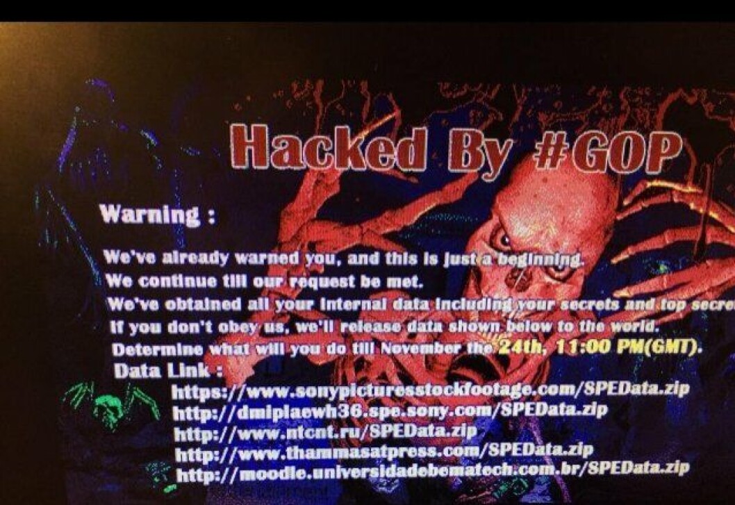 Hacked by: Hackergruppen Guardians of Peace hevder at det er de som står bak angrepet mot Sony. Hacked by: Hackergruppen Guardians of Peace hevder at det er de som står bak angrepet mot Sony.