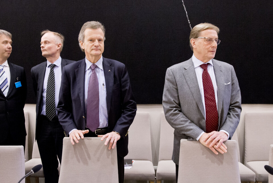Svein Aaser til høyre i et arkivbilde ved siden av tidligere Telenor-sjef Jon Fredrik Baksaas.