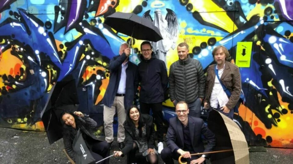 TEAMET: Jonas Aas Torland og resten av 7Analytics teamet som står bak Saas-løsningen Flomkuben. (Foto: Bygg Reis Deg)