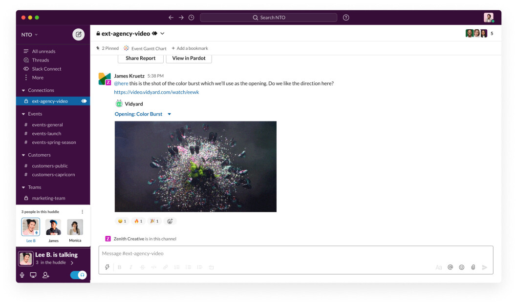 FORBEDRES: Samhandlingsverktøy som Slack fikk et dramatisk oppsving under pandemien. Nå forbedres verktøyene med erfaringer fra pandemitiden. (Illustrasjon: Salesforce). FORBEDRES: Samhandlingsverktøy som Slack fikk et dramatisk oppsving under pandemien. Nå forbedres verktøyene med erfaringer fra pandemitiden. (Illustrasjon: Salesforce).