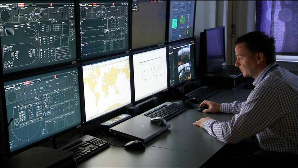 AVANSERT: Kongsberg Digitals K-Sim marin simulator er et avansert operativmiljø. Nå skal den brukes til å simulere den virkelige verden for digitale modeller av autonome skip. (Foto: Kongsberg Digital)