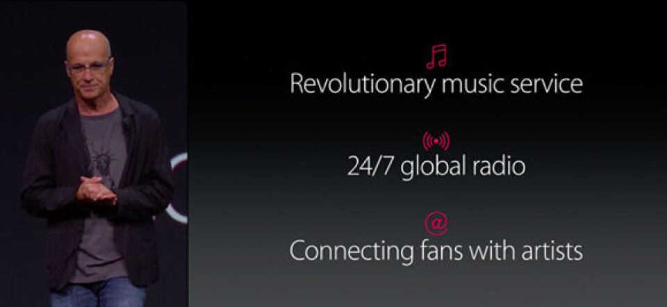 GRÜNDER: Beats-gründer Jimmie Iovine presenterte Apple Music på utviklerkonferansen i San Francisco. (Foto: Macworld USA) GRÜNDER: Beats-gründer Jimmie Iovine presenterte Apple Music på utviklerkonferansen i San Francisco. (Foto: Macworld USA)