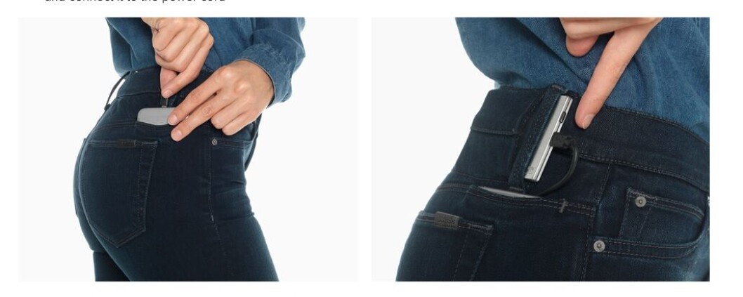 NY TREND?: Jeansmodellen #Hello lar deg lade mobilen med buksebaken mens du går. (Skjermdump: Joe's Jeans) NY TREND?: Jeansmodellen #Hello lar deg lade mobilen med buksebaken mens du går. (Skjermdump: Joe's Jeans)