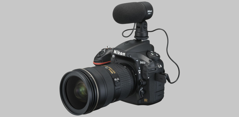 FOTO OG VIDEO: Dagens digitalkameraer egner seg like godt til video som til stillbilder. Her en Nikon D810 med påsatt mikrofon. (Foto: Nikon)
