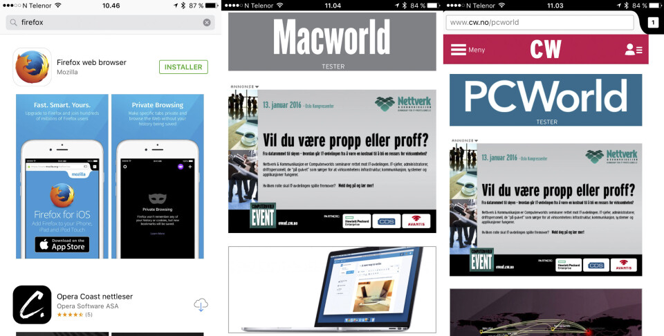 WEBKIT: Firefox er klar for IOS etter at plattformen først ble erklært for uaktuell av Mozilla-bevegelsen. WEBKIT: Firefox er klar for IOS etter at plattformen først ble erklært for uaktuell av Mozilla-bevegelsen.