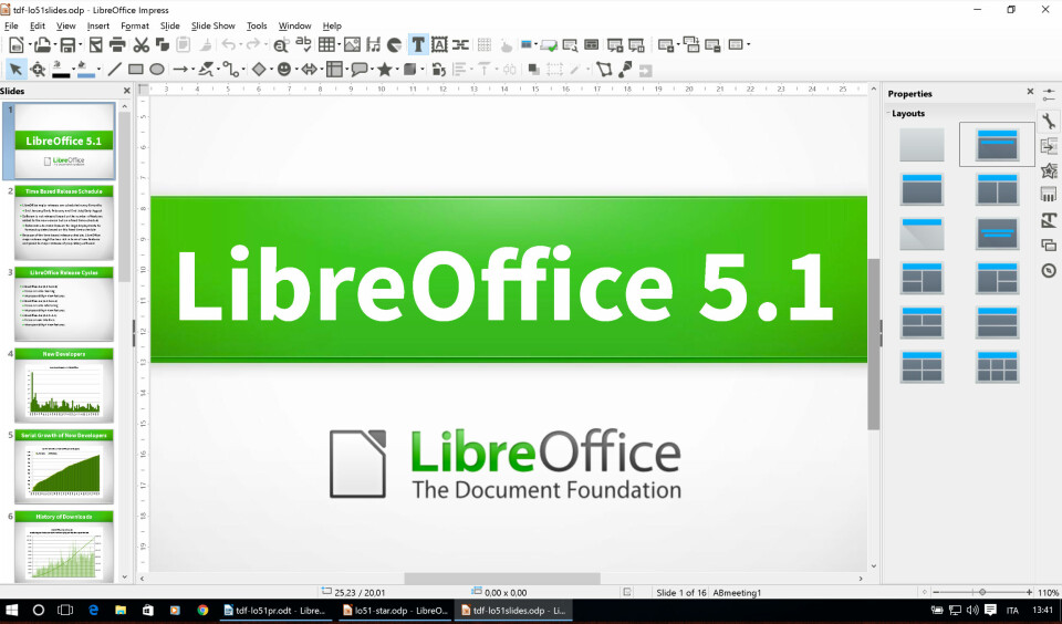 MANGE PLATTFORMER: Libreoffice 5.1 er en fyldig kontorprogrampakke som kan lastes ned gratis.