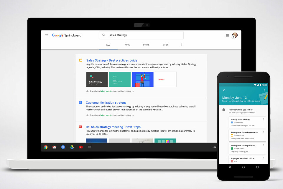Google Springboard helps business users find files and other information they need. (Photo: Google)