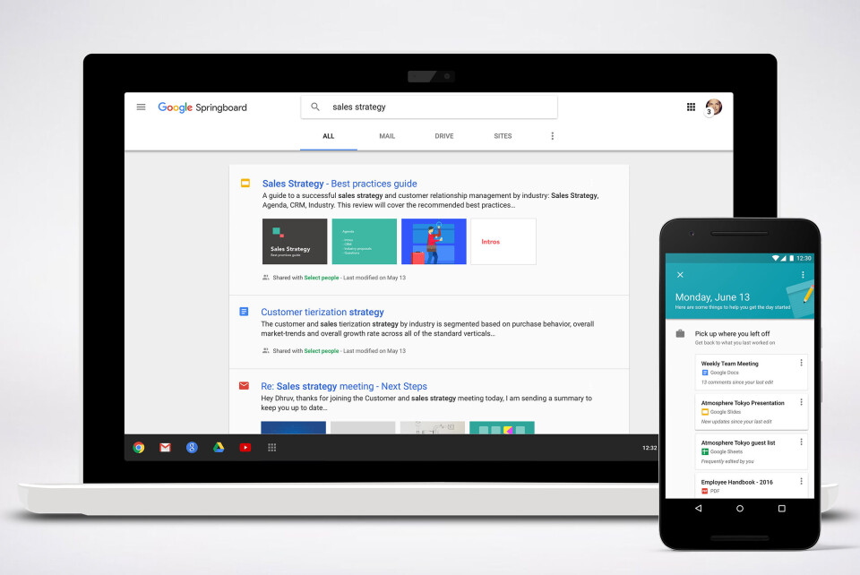 Google Springboard helps business users find files and other information they need. (Photo: Google) Google Springboard helps business users find files and other information they need. (Photo: Google)