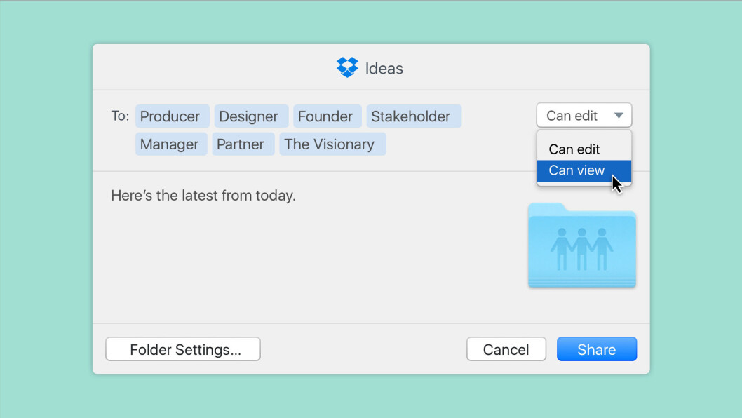 Dropbox's June update allows free users to set folders as read-only, something that was previously only available to paying customers. Credit: Dropbox Dropbox's June update allows free users to set folders as read-only, something that was previously only available to paying customers. Credit: Dropbox