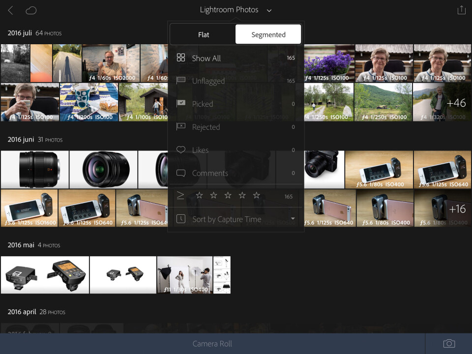 LIGHTROOM PÅ IPAD: Skjermdump fra en samling oppsynkroniserte bilder på en iPad Pro 9,7-tommer. LIGHTROOM PÅ IPAD: Skjermdump fra en samling oppsynkroniserte bilder på en iPad Pro 9,7-tommer.
