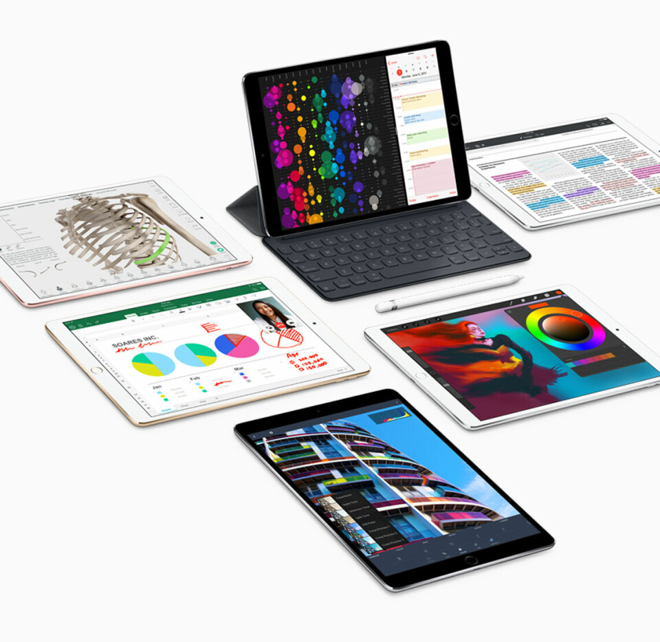 MED OG UTEN TASTATUR: Utstyrt med tastatur (tilbehør) blir iPad Pro nå enda mer lik en vanlig bærbar pc. (Foto: Apple)