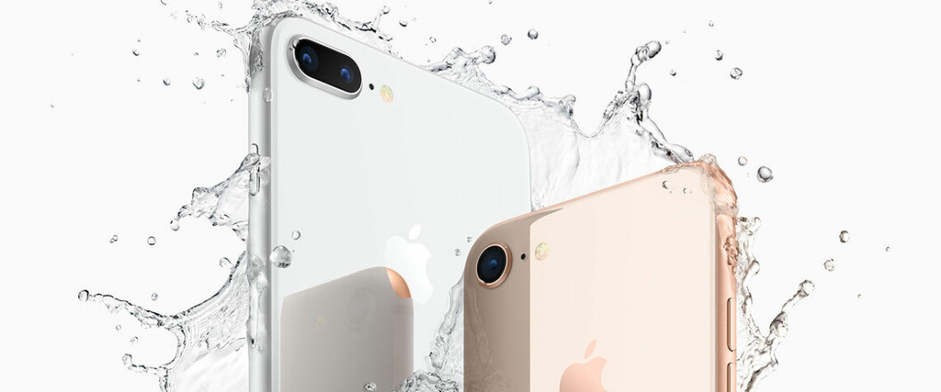 TÅLER VANN: Iphone 8 og 8 Plus er støv- og vanntett i tråd med IP67-normen. (Foto: Apple)