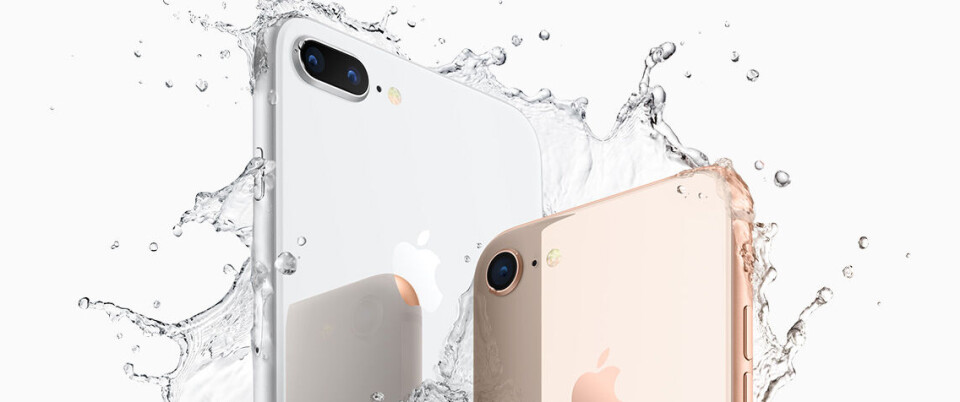 TÅLER VANN: Iphone 8 og 8 Plus er støv- og vanntett i tråd med IP67-normen. (Foto: Apple) TÅLER VANN: Iphone 8 og 8 Plus er støv- og vanntett i tråd med IP67-normen. (Foto: Apple)