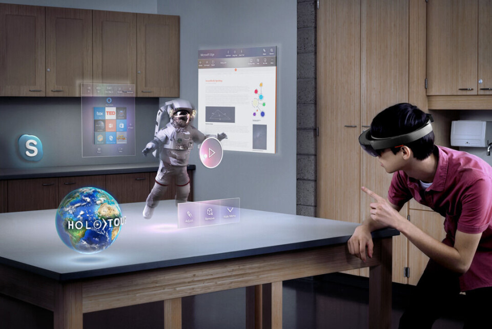 DRØMMEN: Den store drømmen med AR er å sømløst blande 3D datagrafikk og den virkelige verden i hele synsfeltet. Vi er ikke der ennå. (Foto; Microsoft Press Photo)