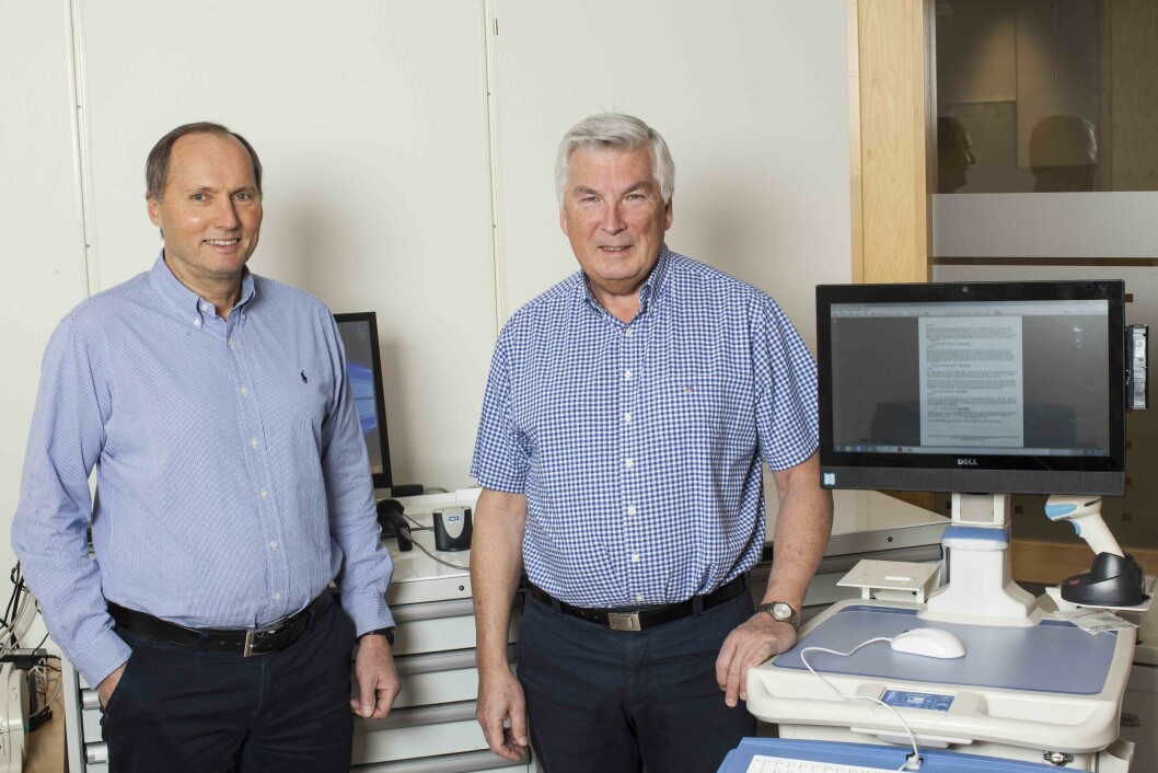 FORTSETTER: Grunnlegger Harald Lysdahl og økonomiansvarlig og styremedlem Jørgen Andersen, er to av de største eierne i Health Tech. Begge viljobbe videre i selskapet. (Foto: Health Tech)