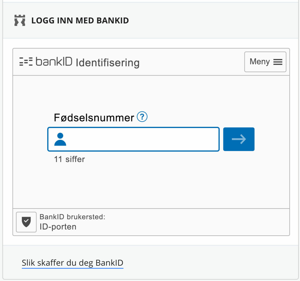 POPULÆR: Bankids tjeneste for autentisering og signatur er Norges mest brukte digital id-løsning. I snitt vises dette skjermbildet cirka 1,8 millioner ganger her til lands. (Ill: Skjermbilde Bankid)