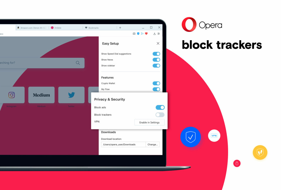 BLOKKERER: Den nye versjonen av Opera lar deg blokkere sporing og annonser.
(Foto: Opera Software)