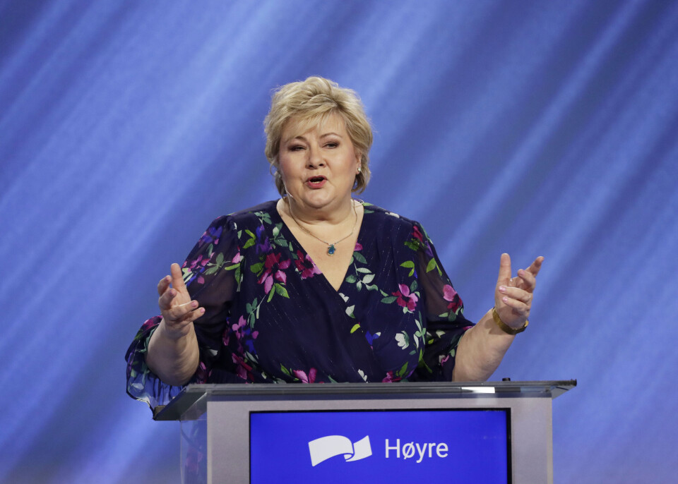EKSPORTLØFT: Statsminister Erna Solberg tok til orde for et eksportløft for IKT-næringen fredag under åpningen av Høyres landsmøte. (Foto: Berit Roald / NTB) EKSPORTLØFT: Statsminister Erna Solberg tok til orde for et eksportløft for IKT-næringen fredag under åpningen av Høyres landsmøte. (Foto: Berit Roald / NTB)